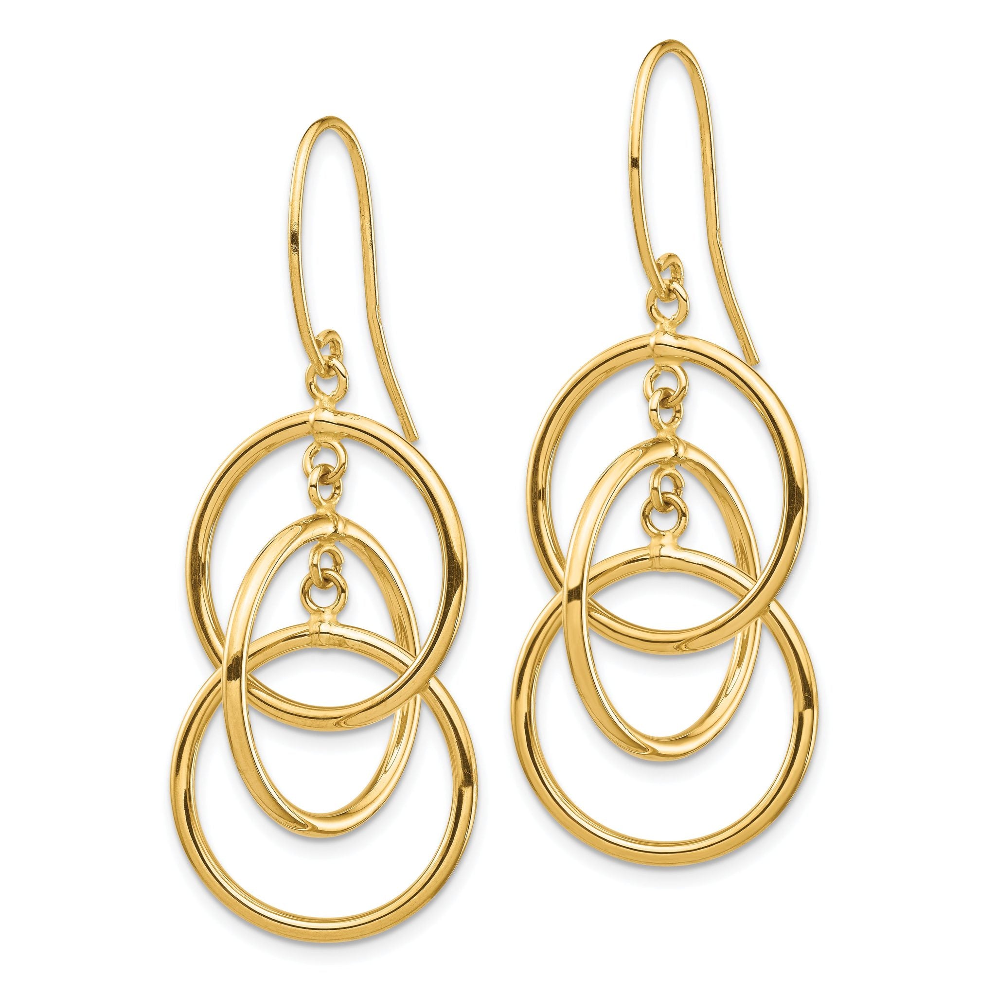 14k Polished Circles Dangle Earrings Secondary image