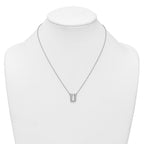 14k White Gold 3/8 carat Lab Grown Diamond VS+ F+ Complete Letter U 18 inch Initial Necklace