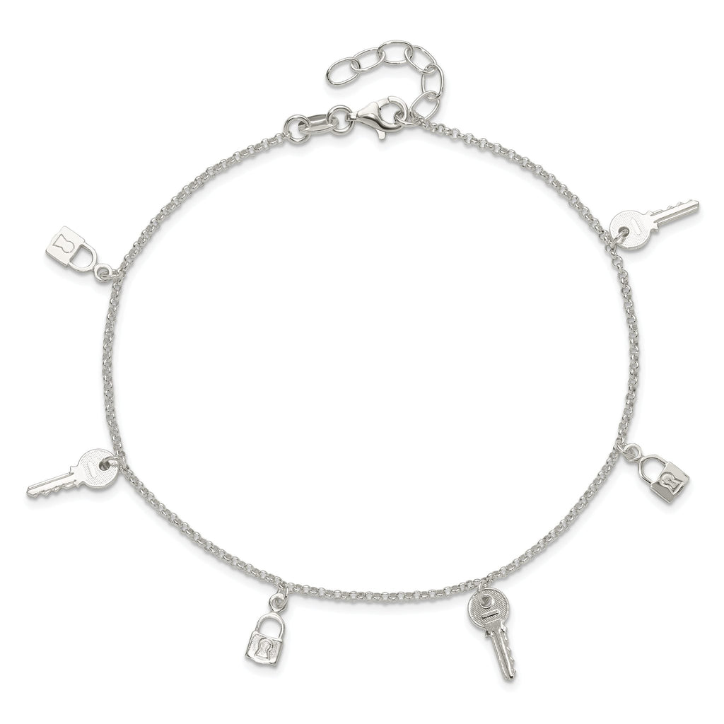Lock & Key Anklet in Sterling Silver