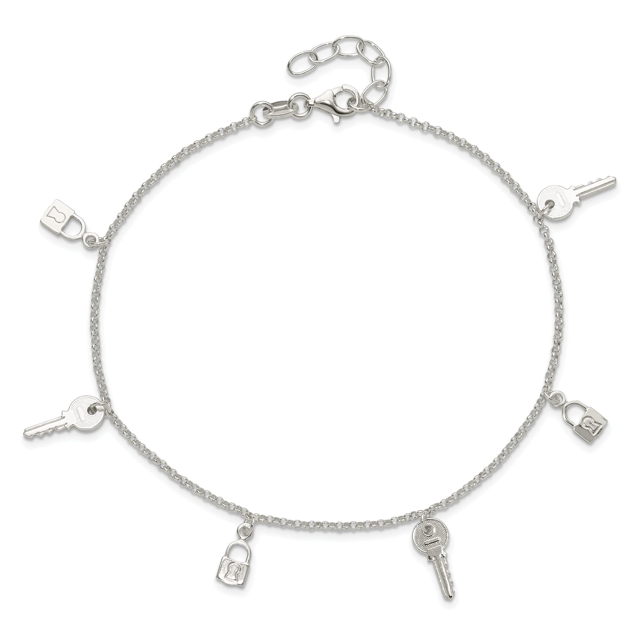 Lock & Key Anklet in Sterling Silver