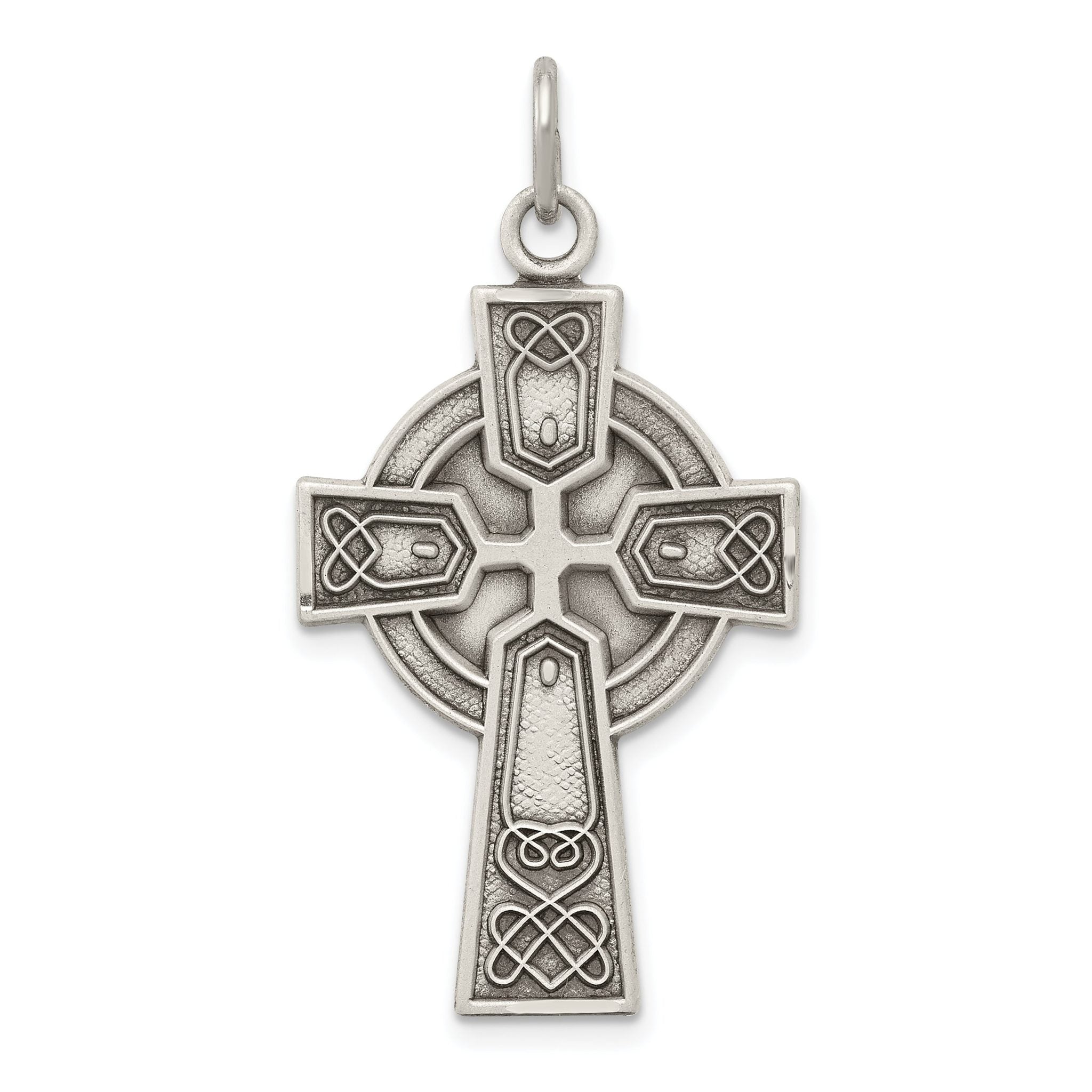Sterling Silver 925 Irish Cross Pendant Antiqued Solid Design