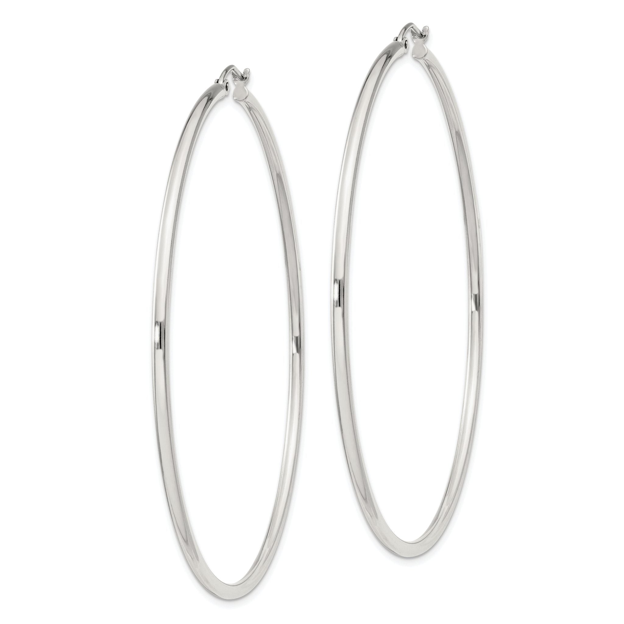 Sterling Silver 2mm Round Hoop Earrings Secondary image