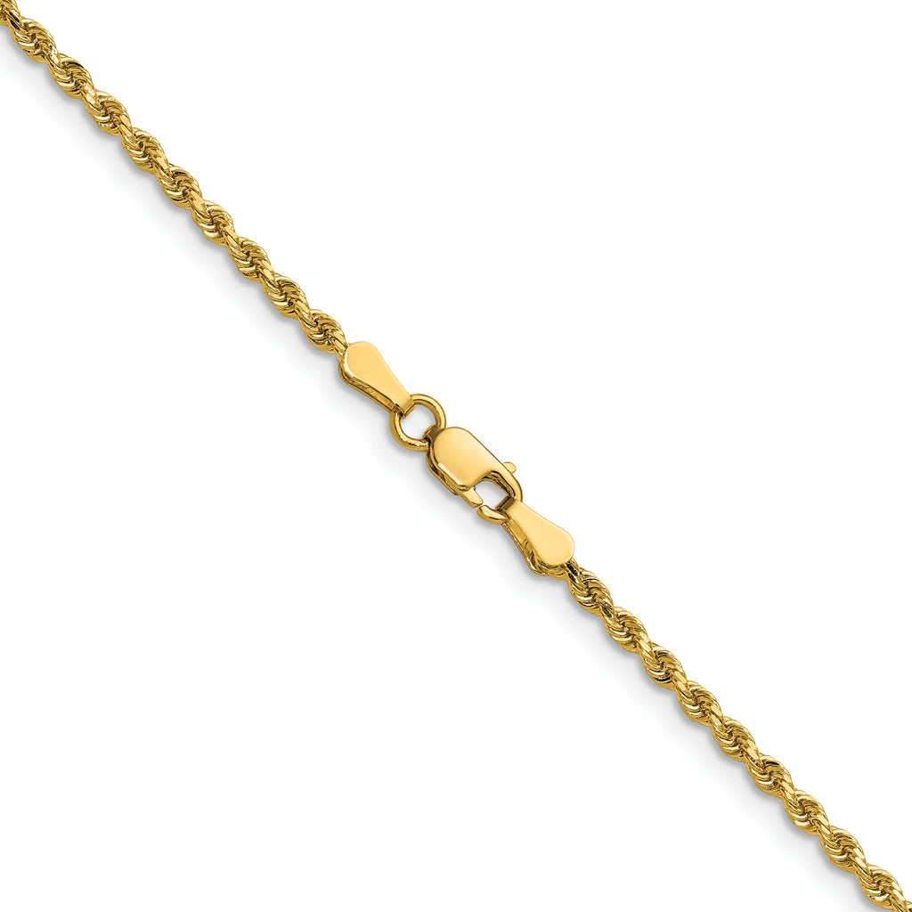 14K 7 inch 2mm Diamond-cut Rope with Lobster Clasp Chain