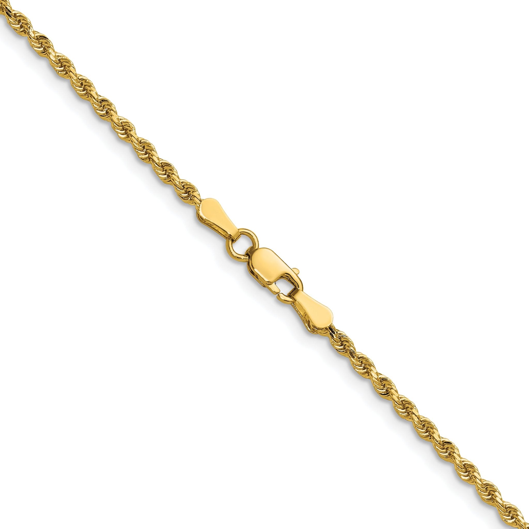 14K 7 inch 2mm Diamond-cut Rope with Lobster Clasp Chain