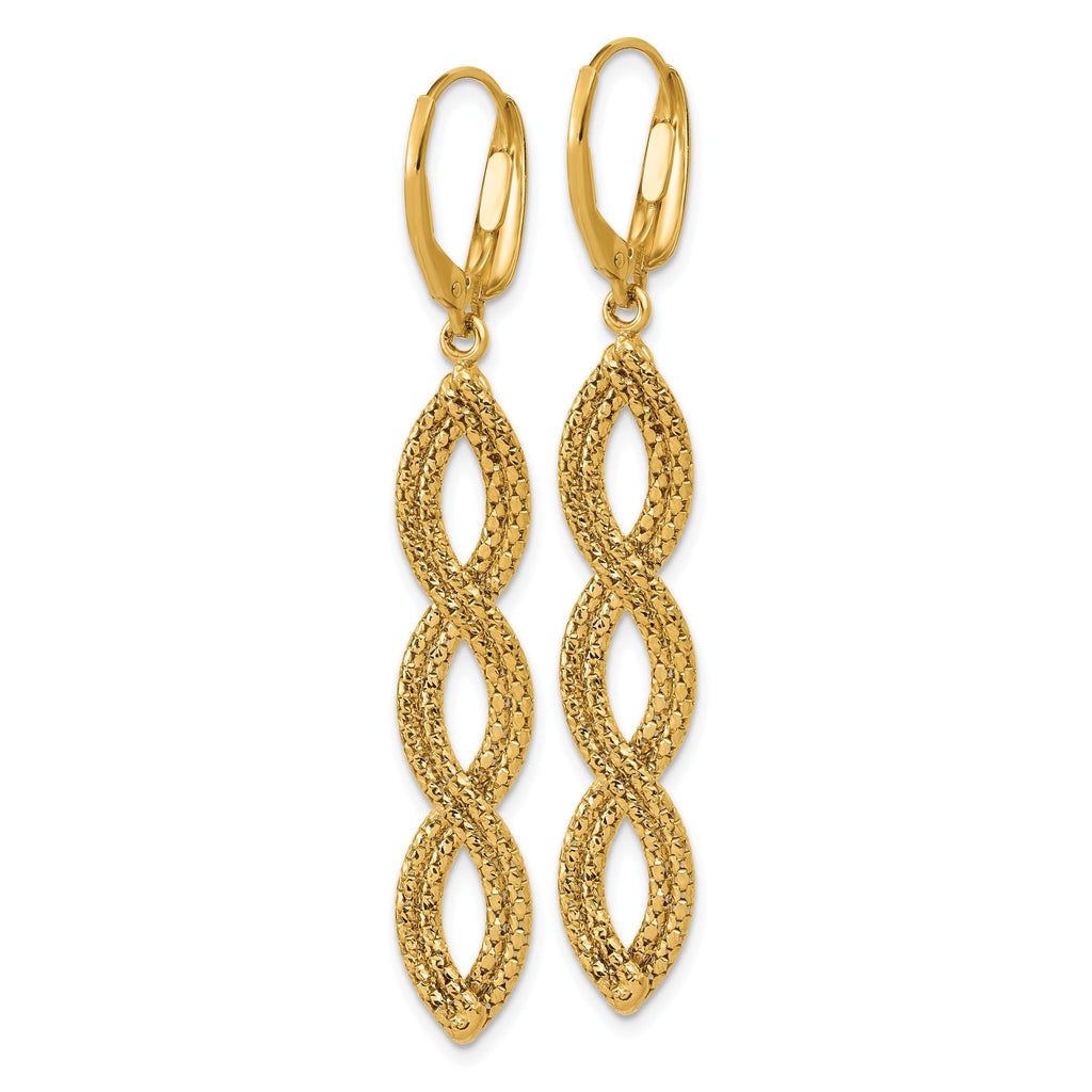 14K Polished Fancy Woven Dangle Leverback Earrings