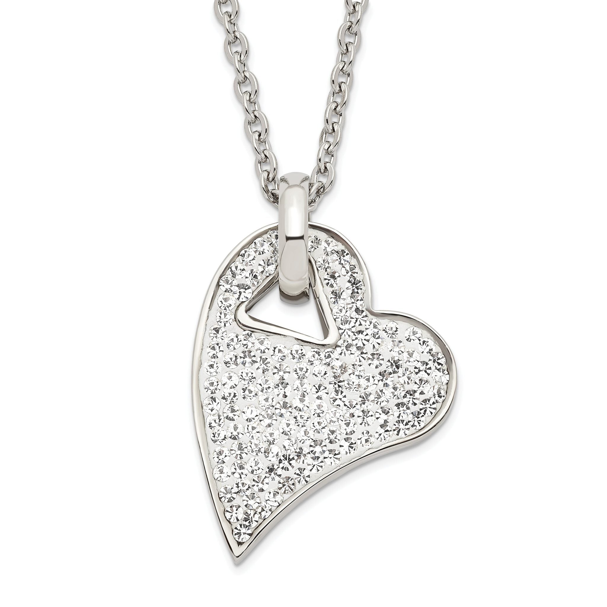 Stainless Steel Clear Crystal Heart Pendant Necklace Main image