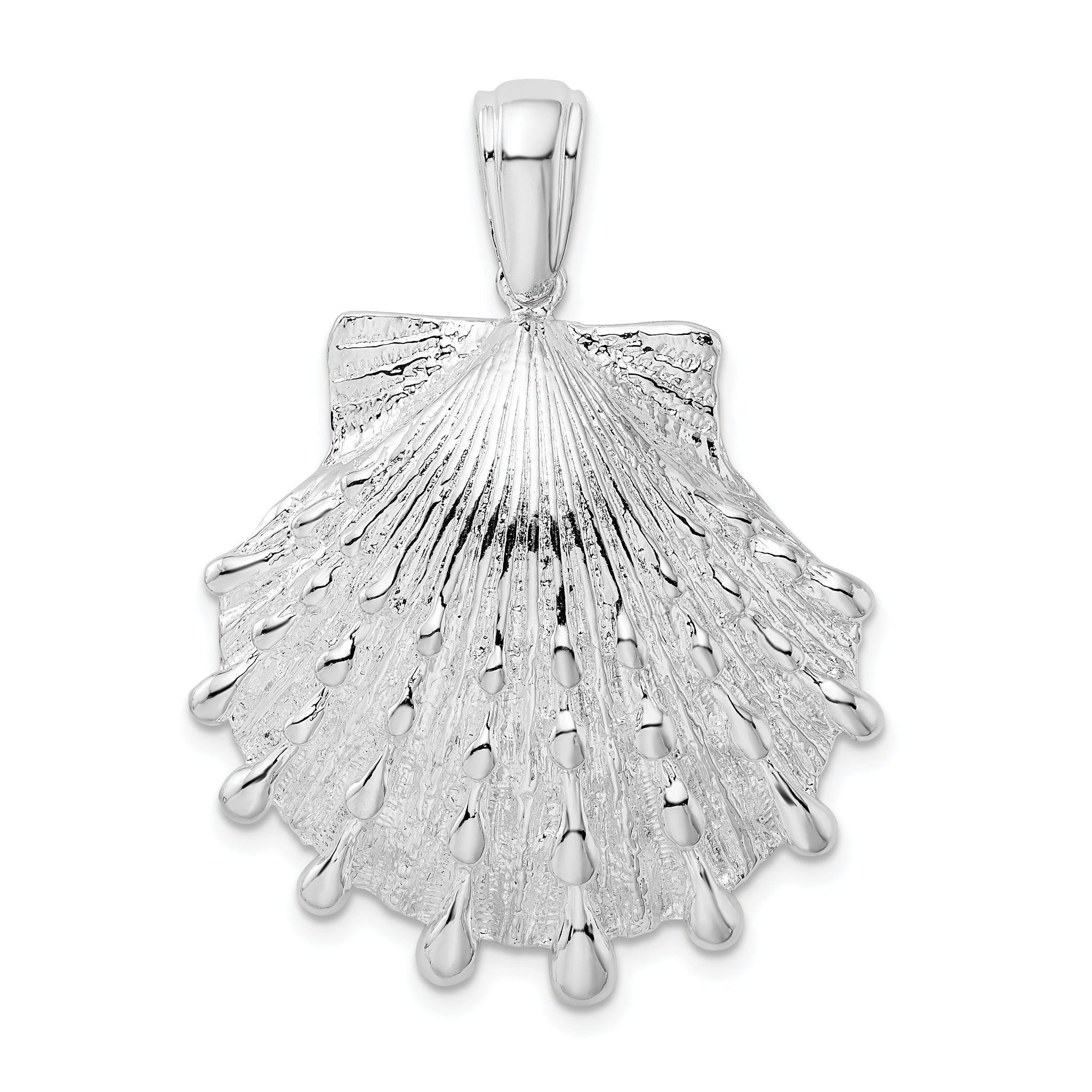De-Ani Sterling Silver Rhodium-Plated Polished and Textured Lions Paw Shell Pendant Main image