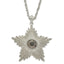 1928 Jewelry Large Silver-tone Textured Hematite Epoxy Faceted Stone Center Star 32 inch Necklace