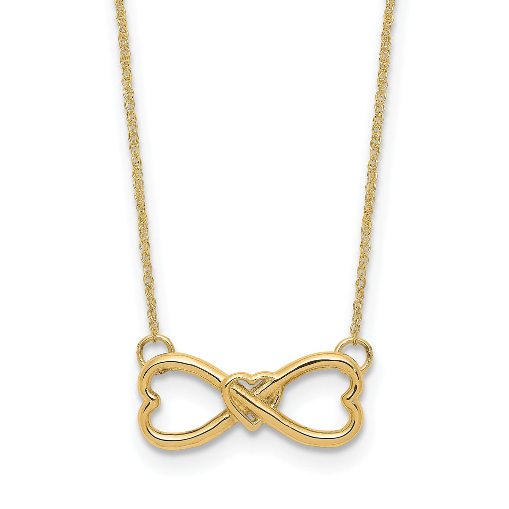 14K Gold Polished Infinity Heart Necklace for Women Elegant 18 Ropa Chain