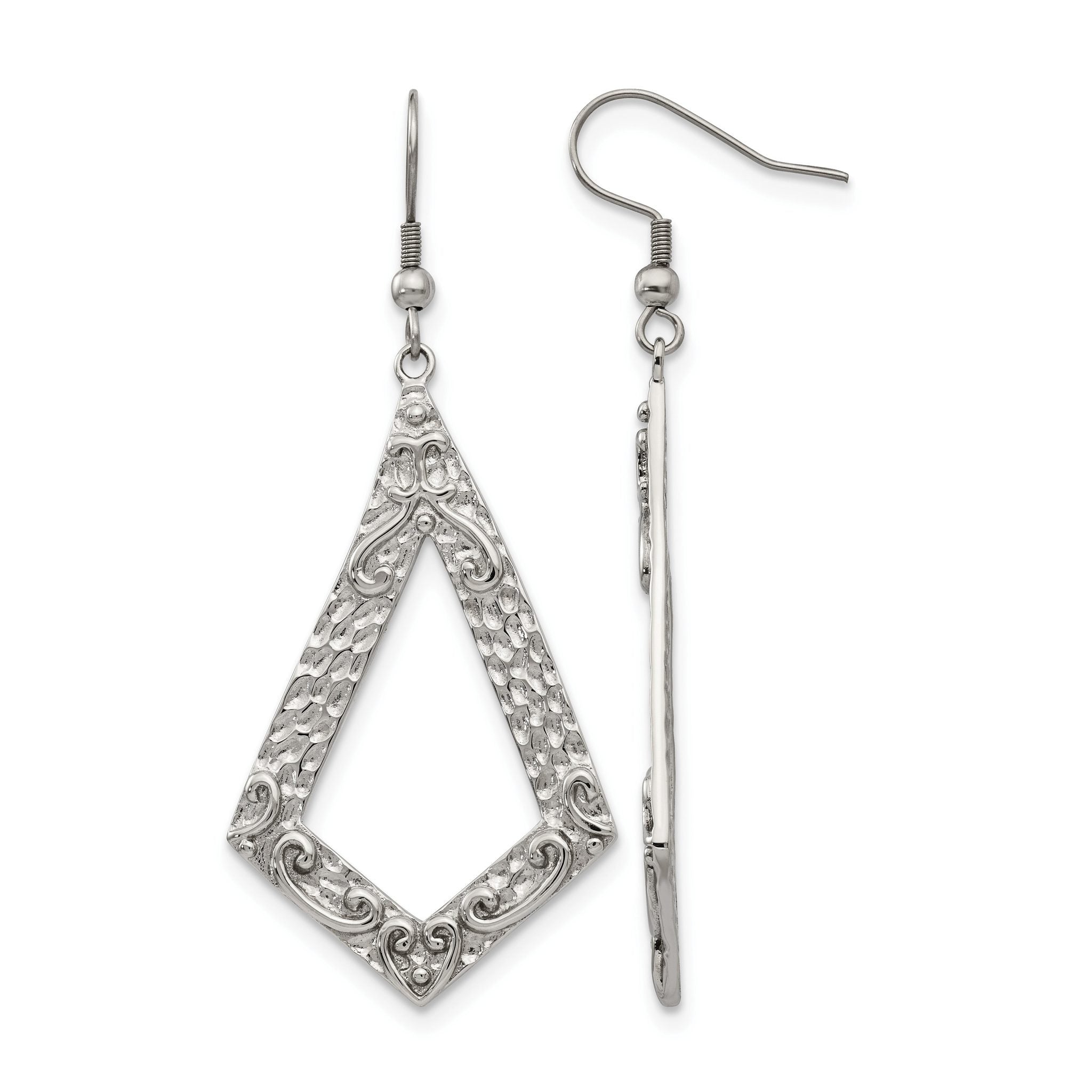 Stainless Steel Polished Geometric Textured Drop Dangle Earrings for Women Main image