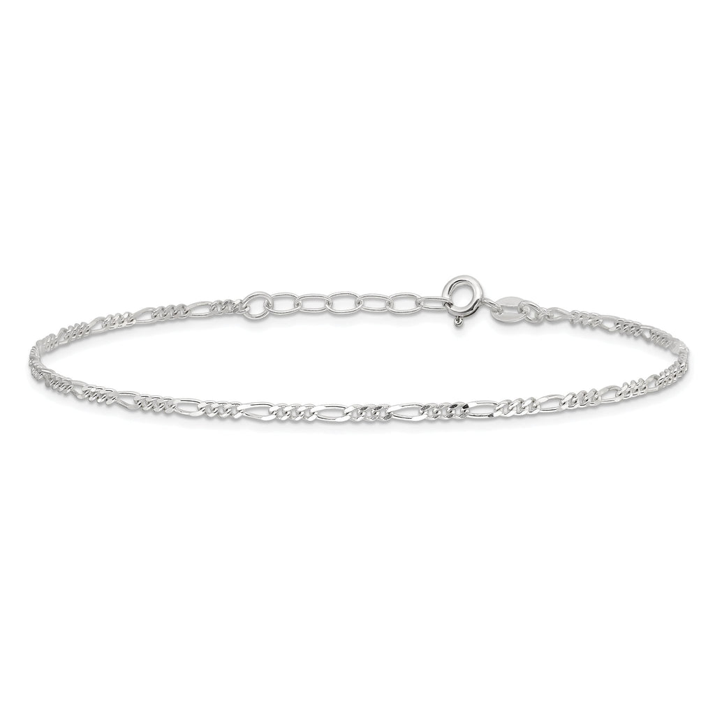 Figaro Chain Anklet in Sterling Silver