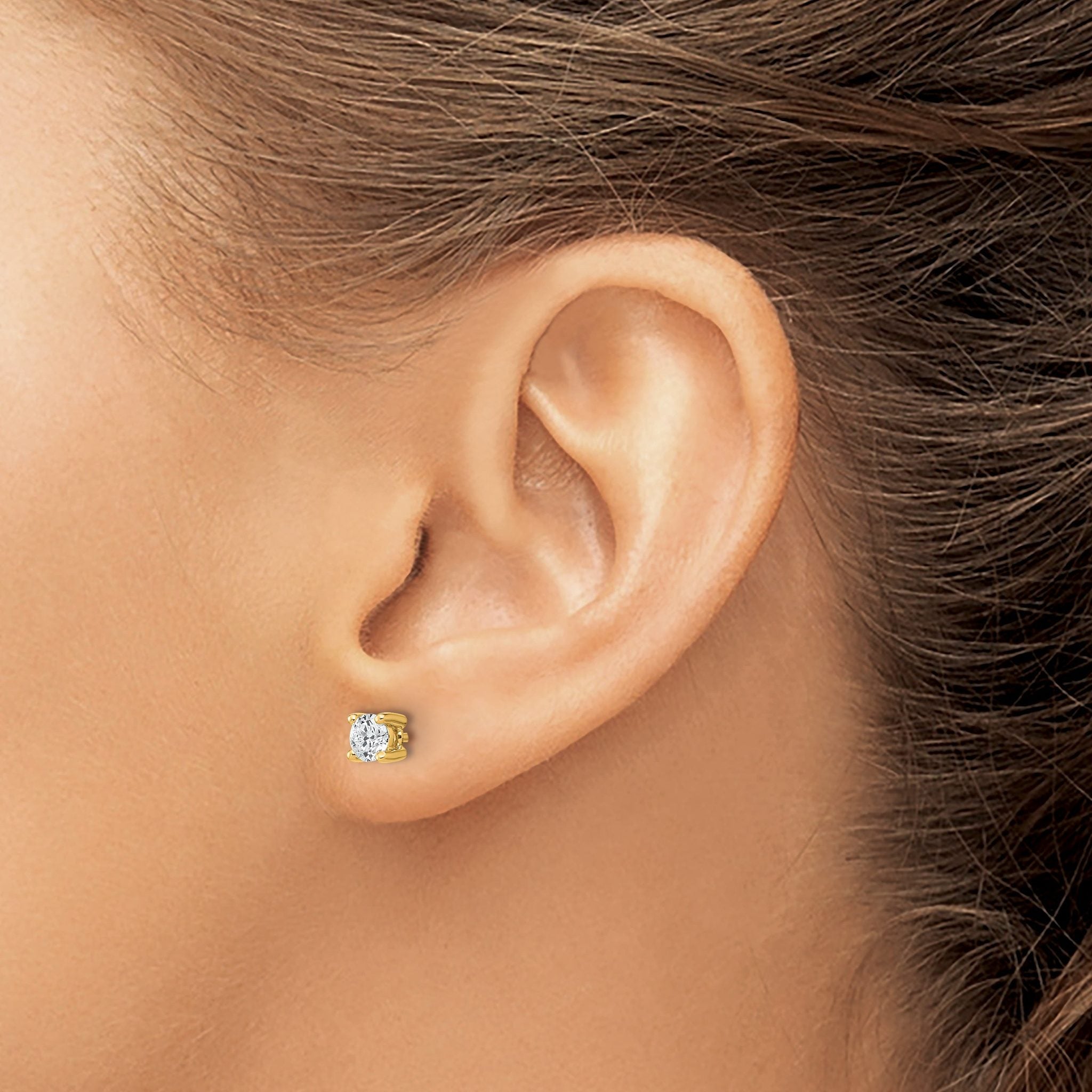 14K Yellow Gold 1/2 ct Certified Lab-Created Diamond VS/SI+ G+, 4-Prong Stud Earrings