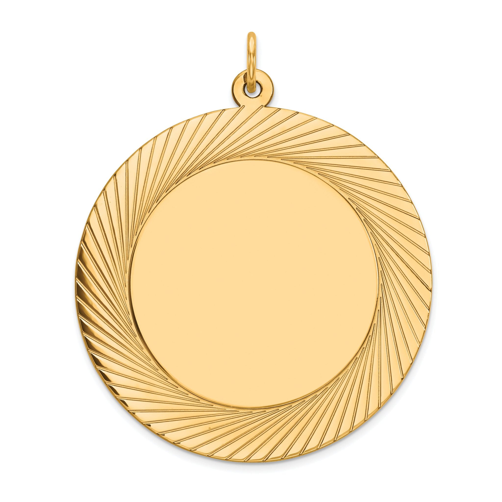 14K Etched Design .035 Gauge Circular Engravable Disc Charm Main image