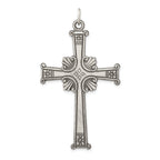 Sterling Silver 925 Antiqued Textured Cross Pendant with Brushed Finish