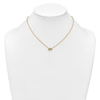 Sterling Silver Gold-tone Polished Heart and Rectangle with Round and Baguette CZ 16 Inch with 2 Inch Extension Necklace
