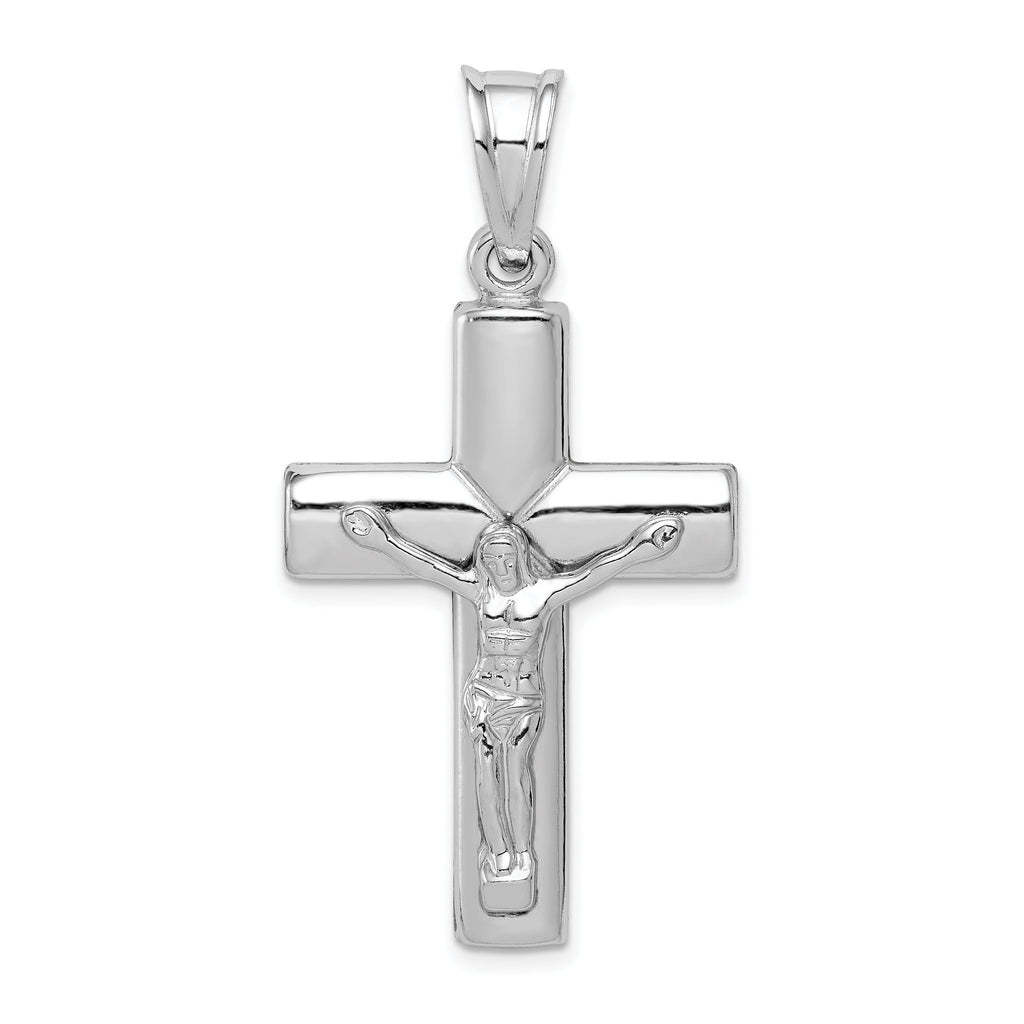 Sterling Silver 925 Rhodium-Plated Crucifix Pendant Polished 3D Design