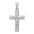 Sterling Silver 925 Rhodium-Plated Crucifix Pendant Polished 3D Design