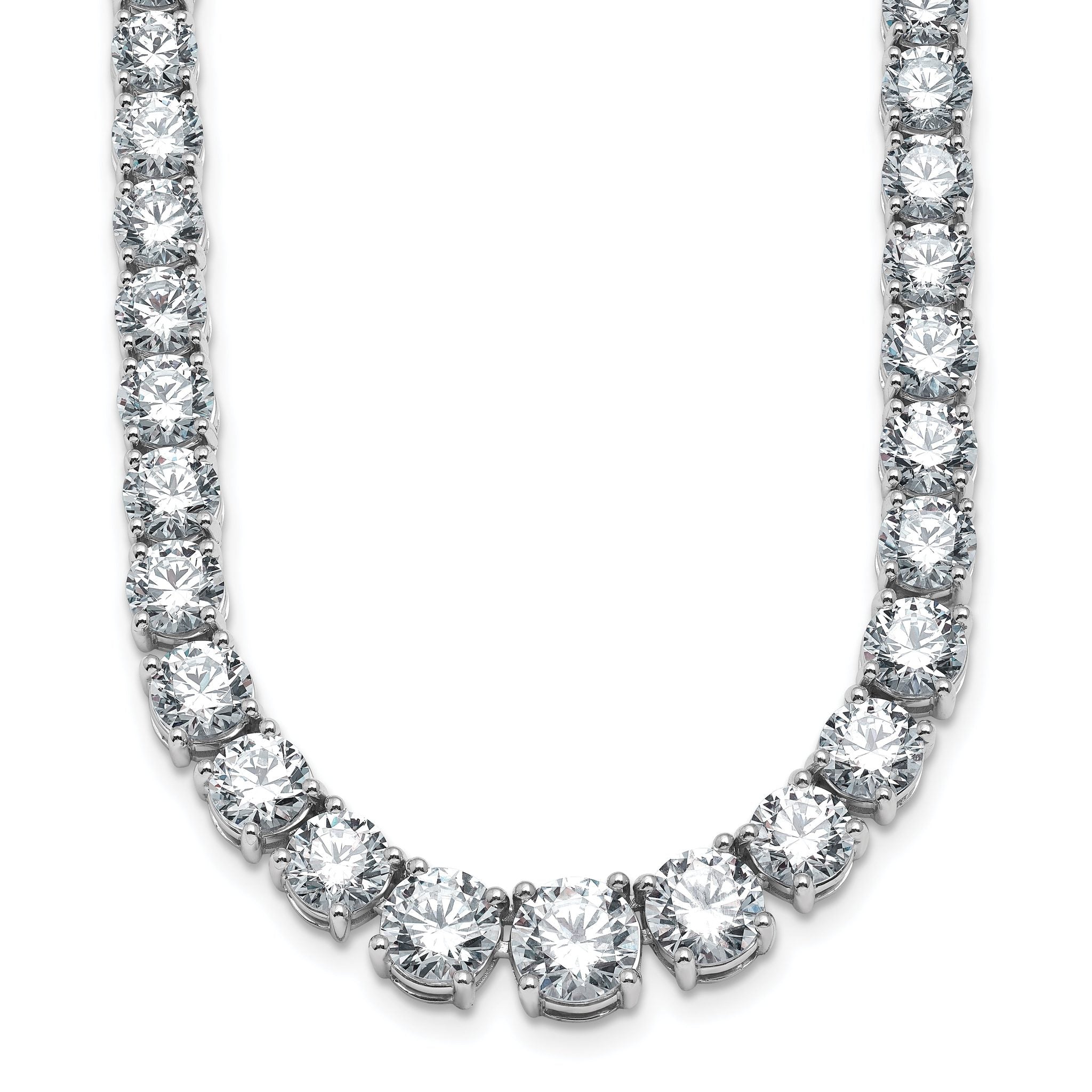 14k White Gold 40 3/8 carat Lab Grown Diamond VS/SI+ G+ Complete Round 20 inch Graduated Tennis Necklace Main image