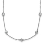 14k White Gold Complete 7/8 carat Bezel-set Diamond and Cable Chain 16-Station 16 inch Necklace