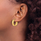 14K Polished and Diamond-cut Round Hoop Earrings