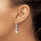 SS Rh-plated Polished Beads Shepherd's Hook Dangle Earrings
