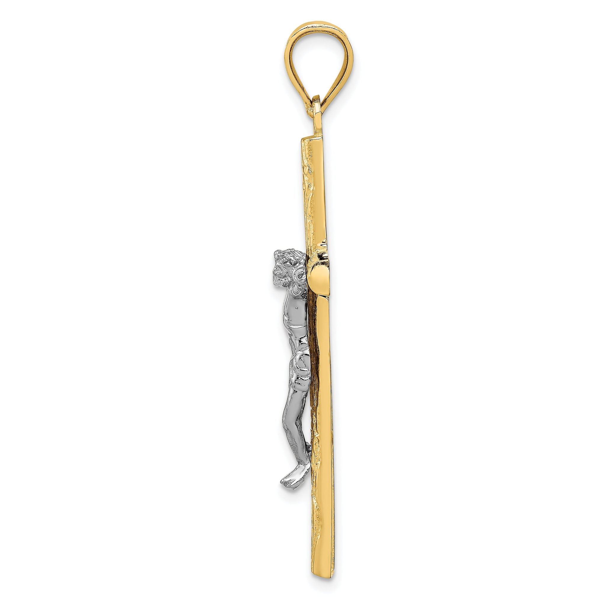 14K Two-Tone Gold Crucifix Pendant with Polished Finish Solid Design Secondary image