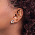 Sterling Silver RH Plated White Ice .03ct. Dia. and Citrine Post Earrings