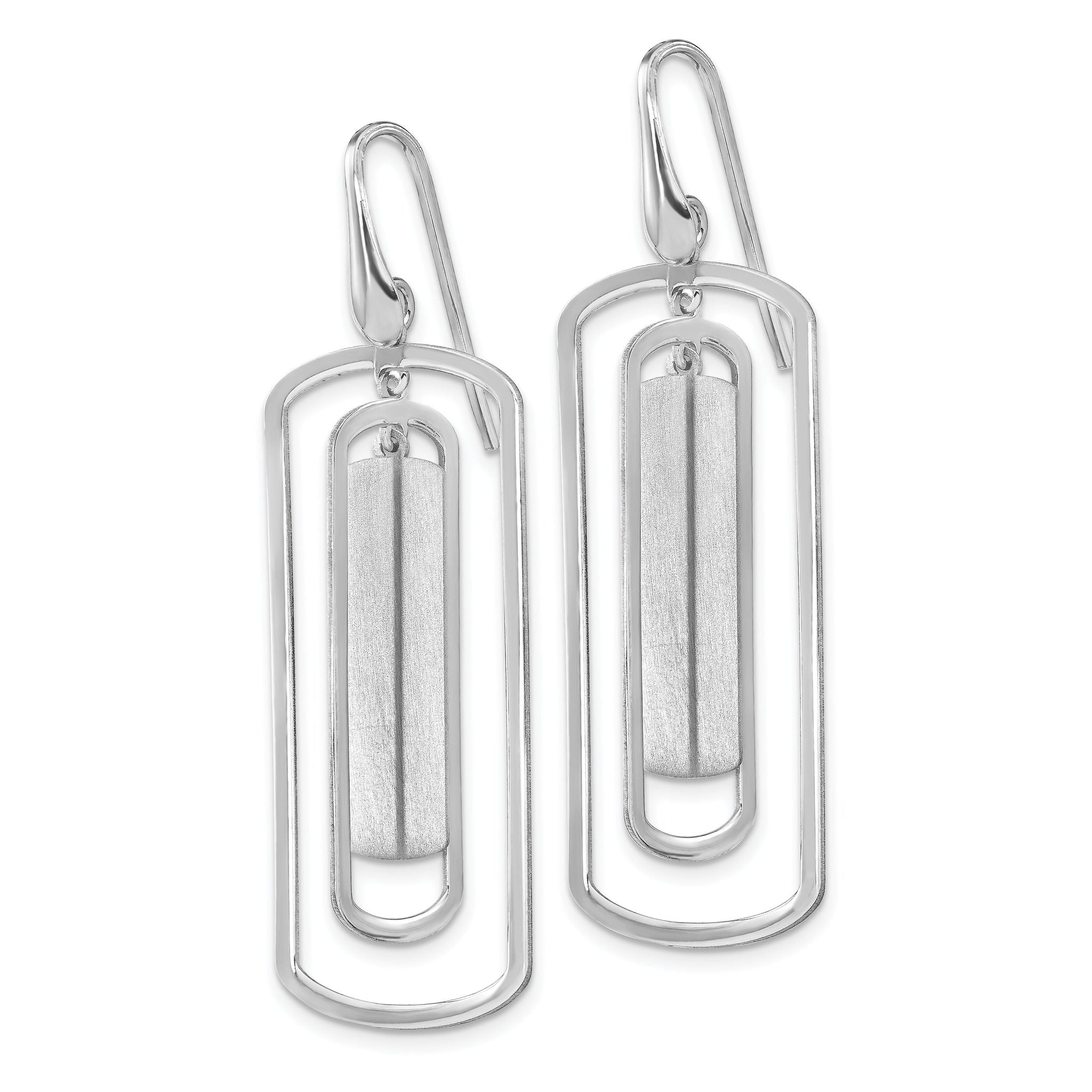 Sterling Silver Rhodium-plated Polished & Brushed Dangle Earrings Secondary image
