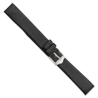 Smooth Flat Leather Watch Band in Black with Silver-Tone Buckle, 20mm