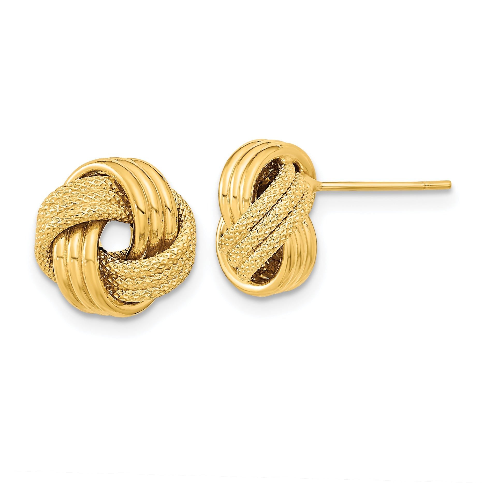 14k Polished Textured Triple Love Knot Post Earrings Main image