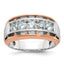 14k White and Rose Gold Men's Polished Satin and Cut-Out 5-Stone 1 Carat AA Quality Diamond Ring