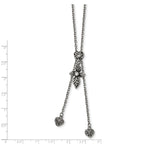 Antiqued CZ Adjustable Necklace in Stainless Steel