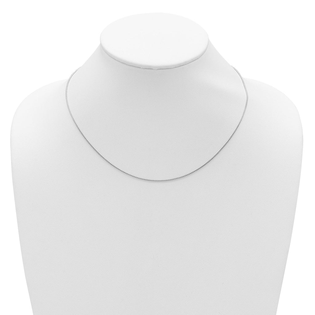 Sterling Silver Rh-plated .95mm Round Box 1in+1in Adj. Chain