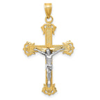 14K Two-Tone Gold Diamond-Cut Crucifix Pendant Elegant Religious Jewelry