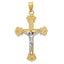 14K Two-Tone Gold Diamond-Cut Crucifix Pendant Elegant Religious Jewelry
