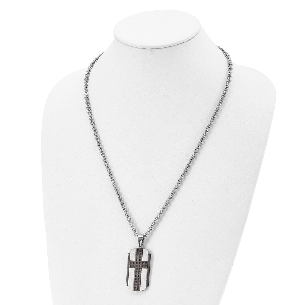 Brown IP-Plated Cross Necklace in Stainless Steel