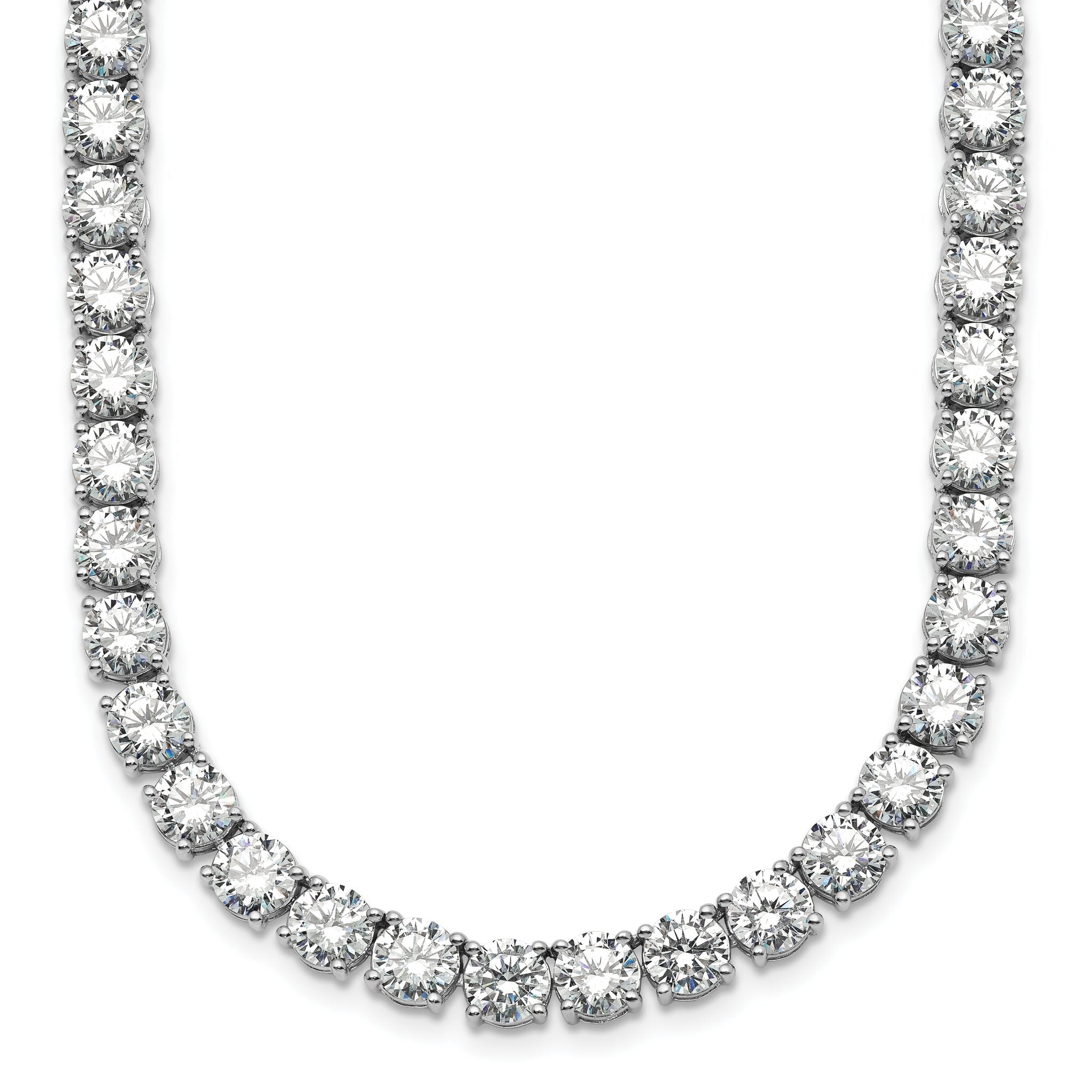 14k White Gold 62 1/4 carat Lab Grown Diamond VS/SI+ G+ Complete Round 20 inch Straight Tennis Necklace