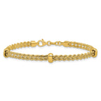 14K Polished and Diamond-cut Fancy Braided Rope Bracelet
