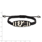 11x38mm Tibet Eye Agate With Hematite Beads Black Cord Bracelet