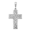 14K White Gold Thorn Cross Pendant with Rhodium Plating