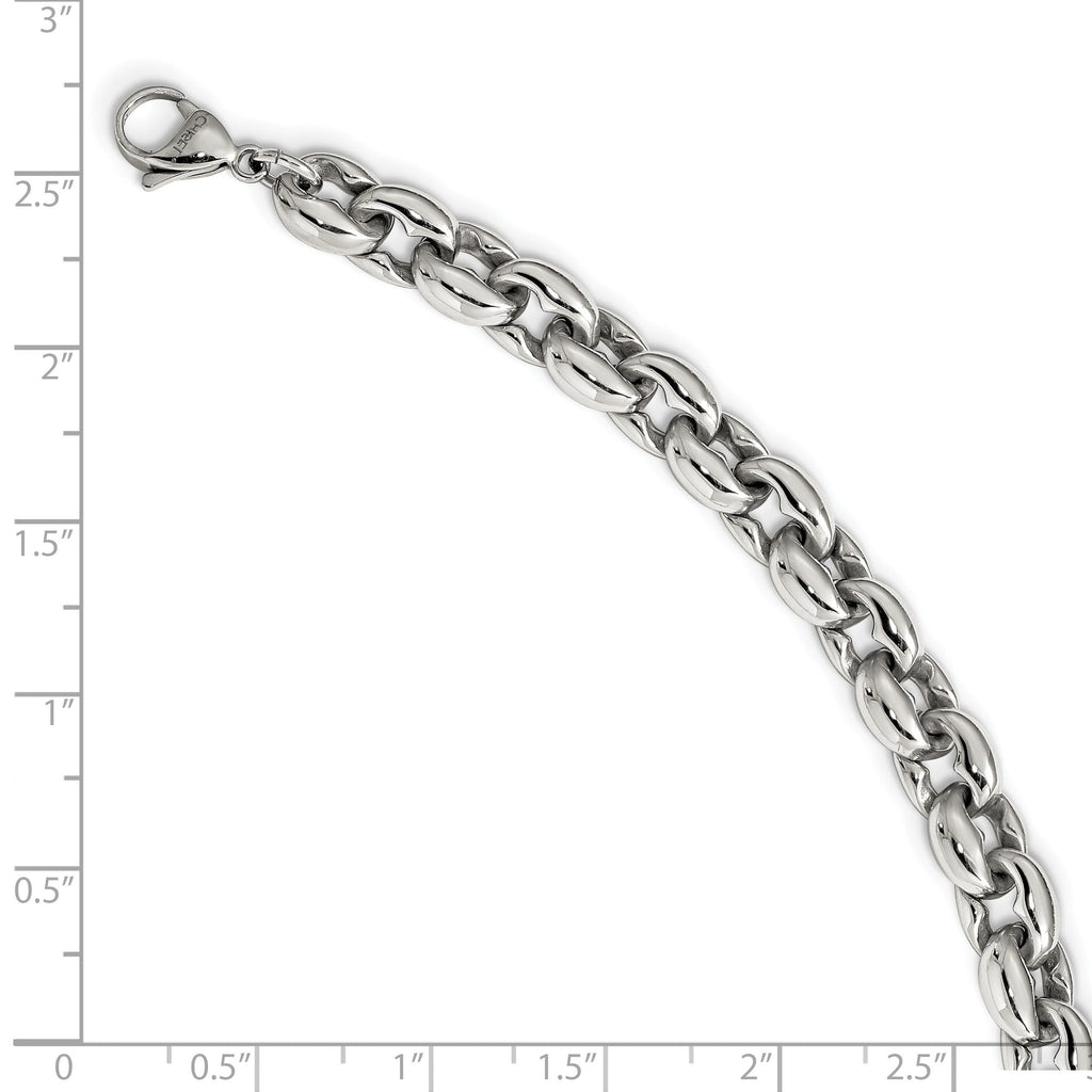 Sophia Jewelers Men's Polished Stainless Steel 24 Oval Link Necklace