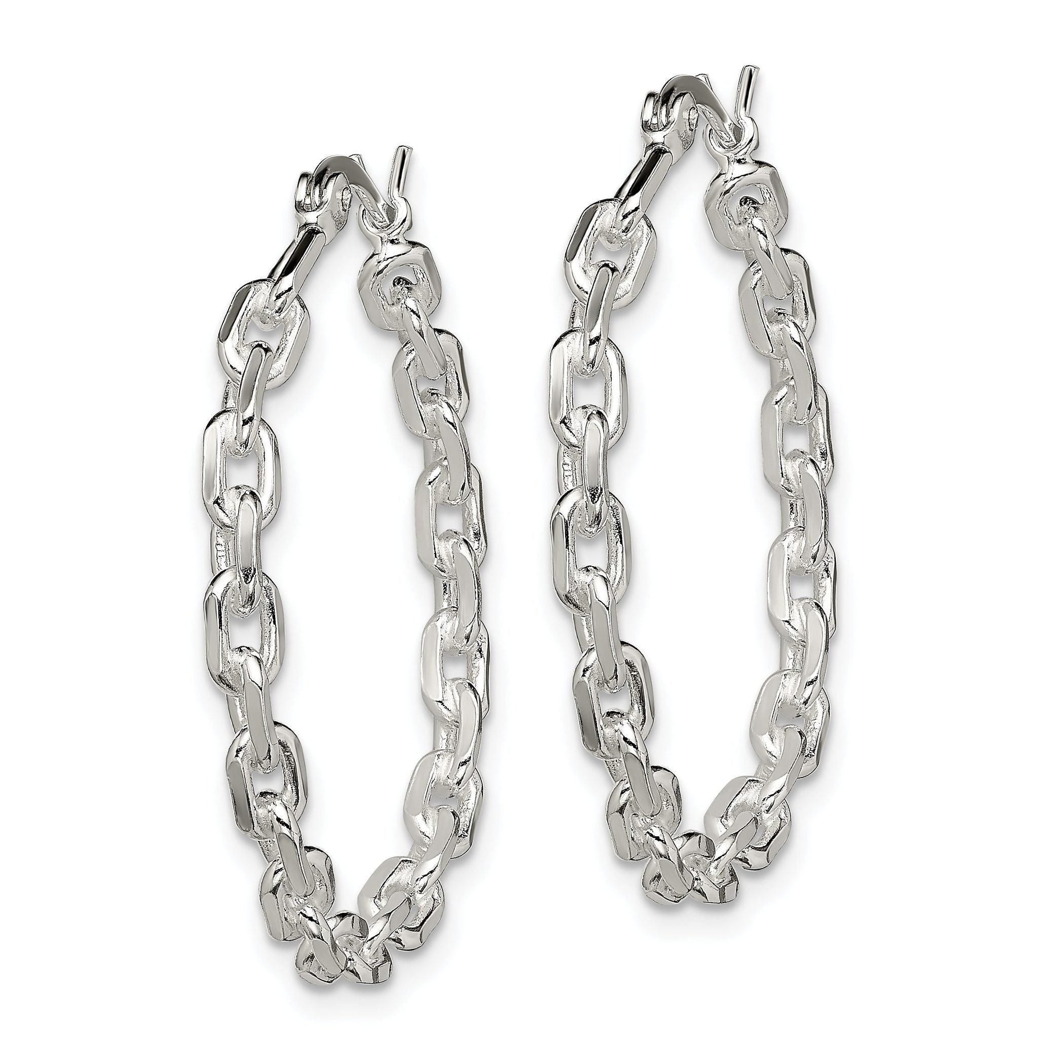 Sterling Silver 925 Polished Hoop Earrings with Hinged Closure and Anti-Tarnish Finish Secondary image