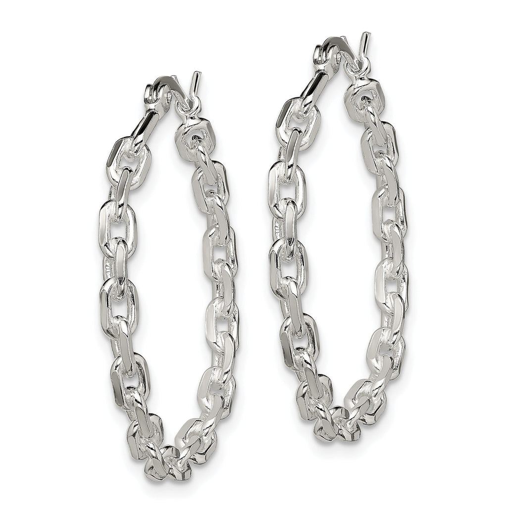 Sterling Silver 925 Polished Hoop Earrings with Hinged Closure and Anti-Tarnish Finish