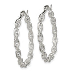 Sterling Silver 925 Polished Hoop Earrings with Hinged Closure and Anti-Tarnish Finish