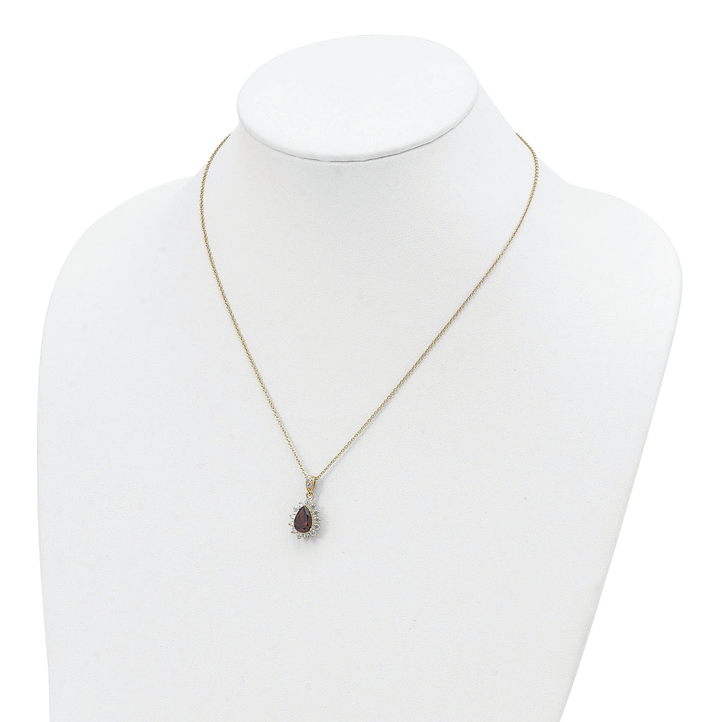 Cheryl Gold-Plated Sterling Silver CZ Teardrop Necklace for Women 18.5 Inch