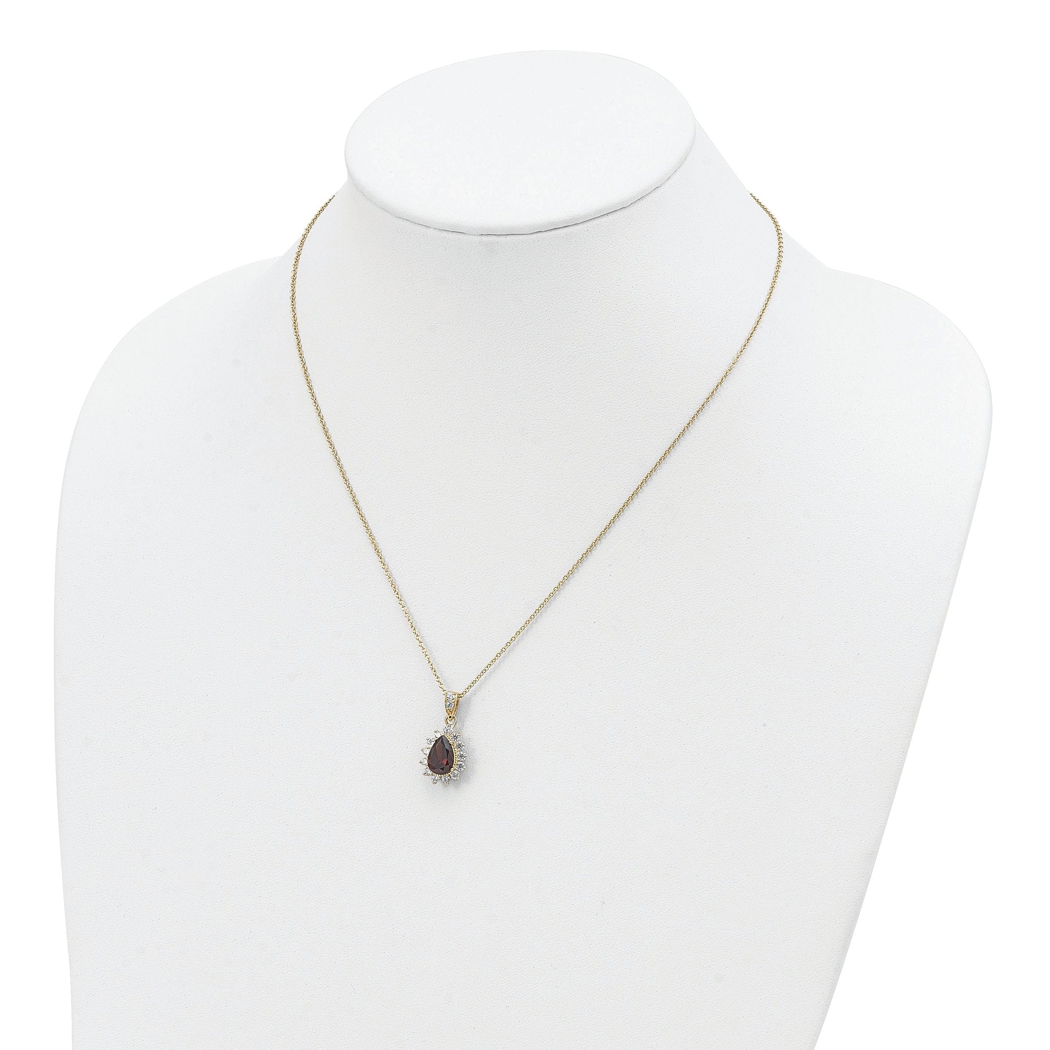 Cheryl Gold-Plated Sterling Silver CZ Teardrop Necklace for Women 18.5 Inch