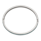Stainless Steel Polished with Preciosa Crystal 4.75mm Hinged Bangle Bracelet for Women