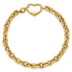 14k Polished and Twisted Cable Link with Heart Clasp 7.5 inch Bracelet