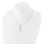Sterling Silver Rhodium-plated 8-9mm FWC Pearl CZ Earring/Necklace Set