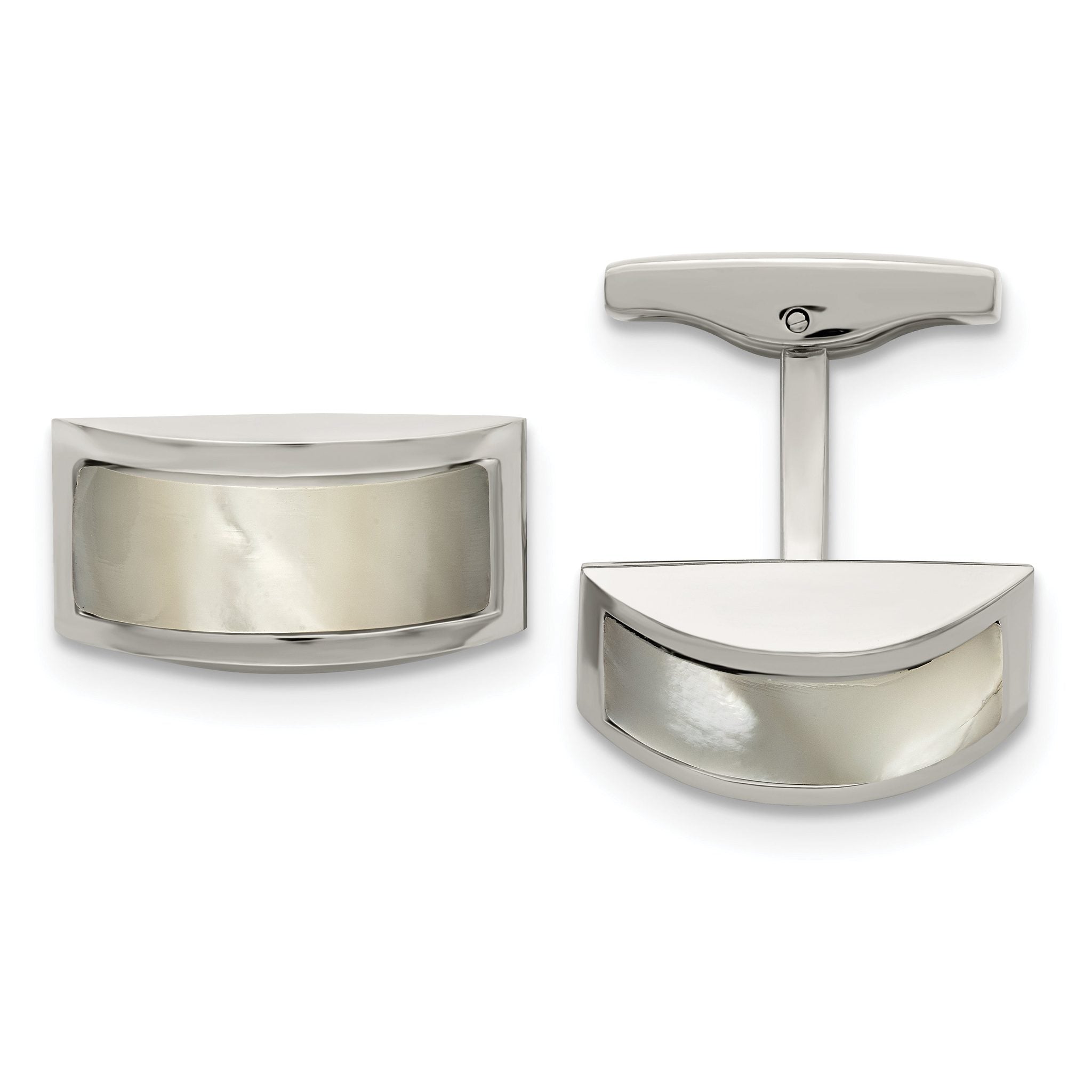 Stainless Steel Mother of Pearl Cuff Links